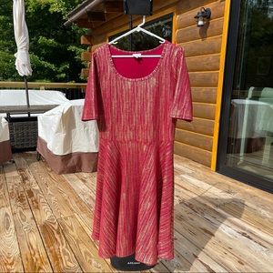 Lularoe Nicole 2XL Red Gold Dress
